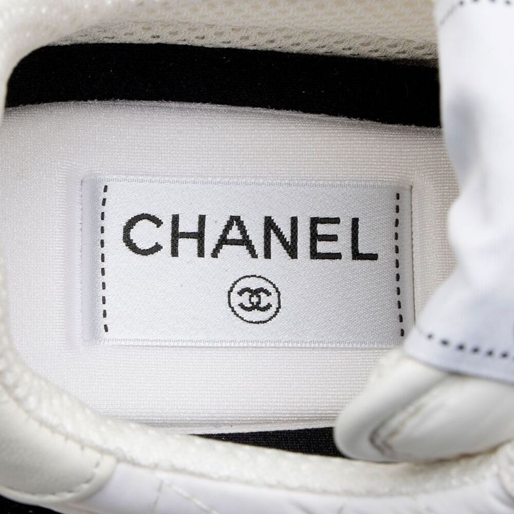 Chanel Suede Calfskin Quilted Fabric CC Sneakers - Size 8 / 38 - Picture 7 of 8